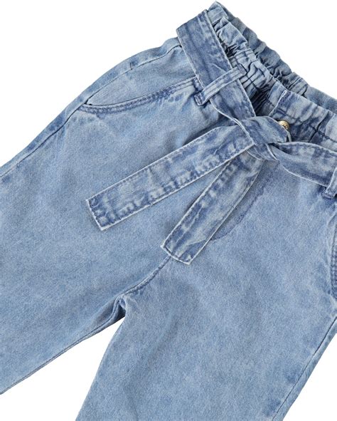 Riachuelo Cal A Jeans Infantil Paper Bag Amarra O Denim Claro Tam