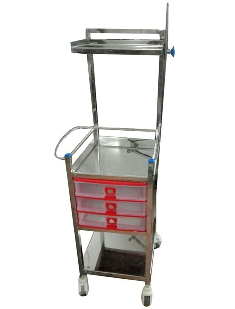 Silver Mild Steel Hospital ECG Trolley Size 4 5 Feet At 8500 In