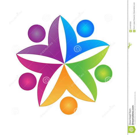 Teamwork Hug Flower People Icon Logo Cartoon Vector