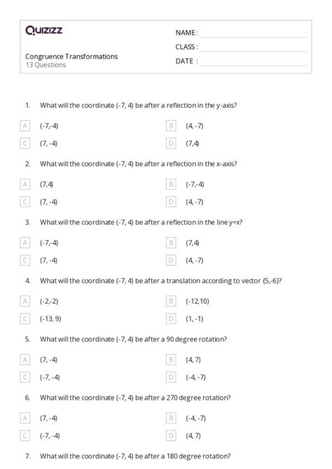 50 Congruence Worksheets For 11th Grade On Quizizz Free Printable