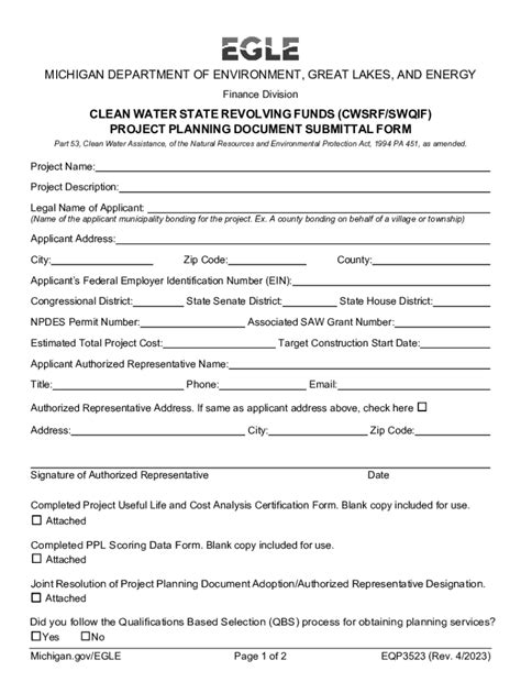 Fillable Online Clean Water State Revolving Funds Project Planning