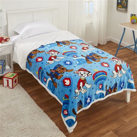 Paw Patrol Kids Blanket Twinfull Plush With Sherpa Reverse 60 X 90