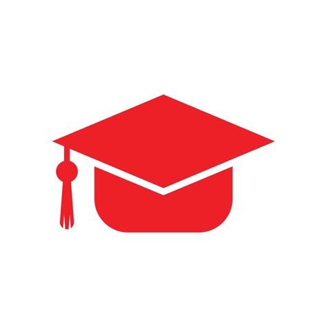 Eps Red Vector Graduation Hat Solid Icon Isolated On White Background