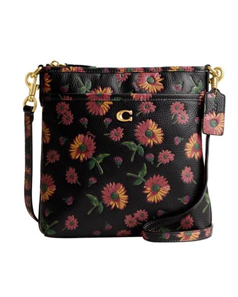 Coach Floral Printed Leather Kitt In Black Lyst