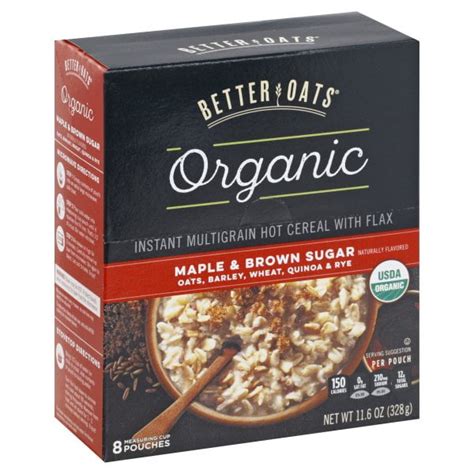 Better Oats Organic Maple Brown Sugar Instant Multigrain Hot Cereal With Flax 11 6 Oz Box