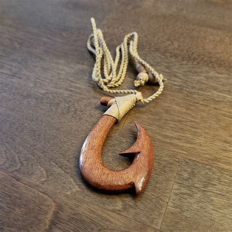 Fish Hook Necklace Mens Hawaiian Jewelry Hawaiian Brown Fish Etsy