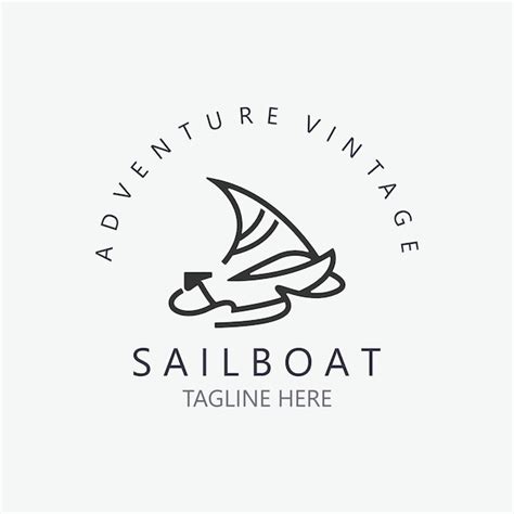 Logotipo Vintage De Velero Minimalista Con Yate De Viaje De Olas O