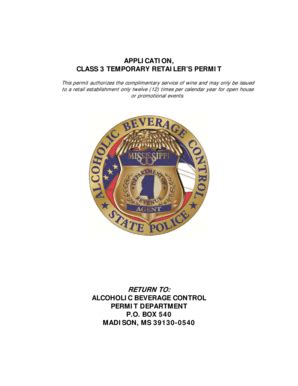 Fillable Online Dor Ms Application For Class III Temporary Permit