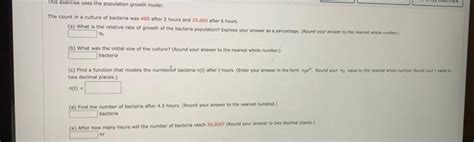 Solved This Exercise Uses The Population Growth Model T