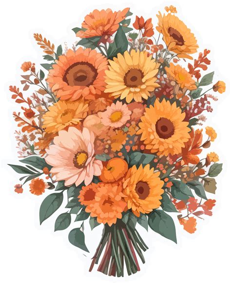 Autumn Flowers Bouquet Clipart with AI Generative 27824741 PNG