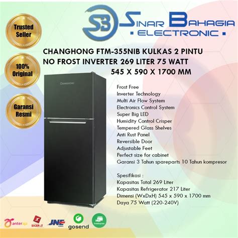 Jual Changhong Ftm Nib Kulkas Pintu No Frost Inverter Liter