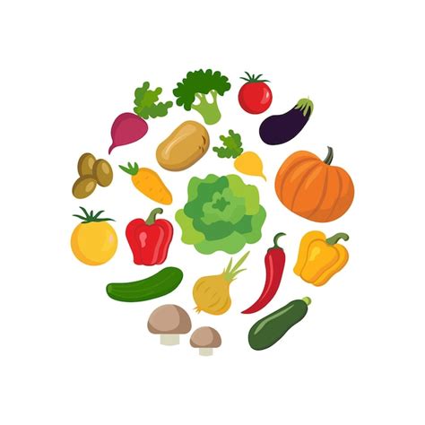 Conjunto de verduras ilustración vectorial Vector Premium