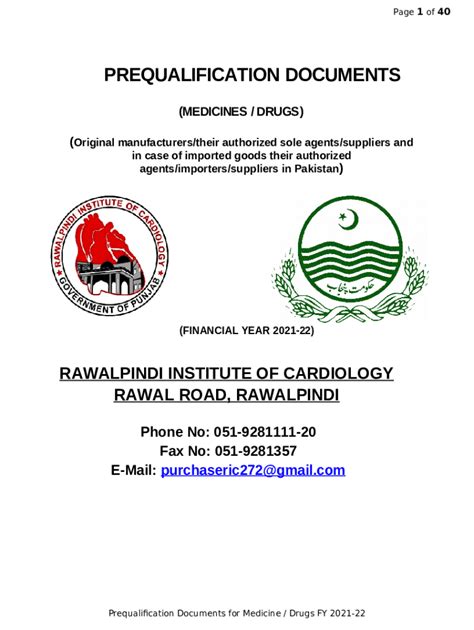 Drug Medicines Items Rawalpindi Institute Of Cardiology Doc Template