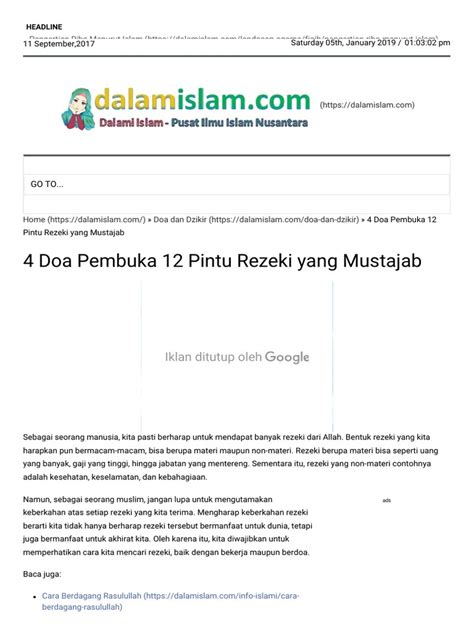 4 Doa Pembuka 12 Pintu Rezeki Yang Mustajab Pdf