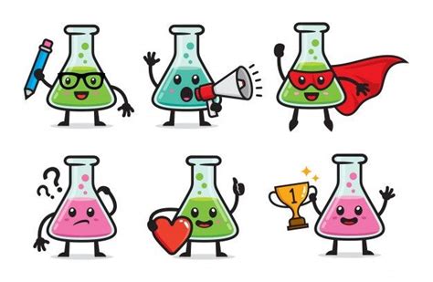 Premium Vector Set Of Laboratory Bottle Character Character Lab