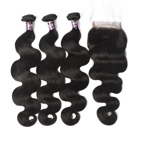 Virgin Malaysian Body Wave Hair 3 Bundles With Lace Closure JTCMBW