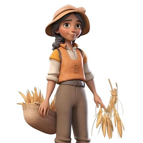 Premium AI Image | 3D Render of a cartoon character farmer with ...