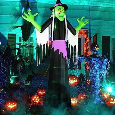 Halloween Inflatable Witch Ft Giant Witch Inflatable With Led