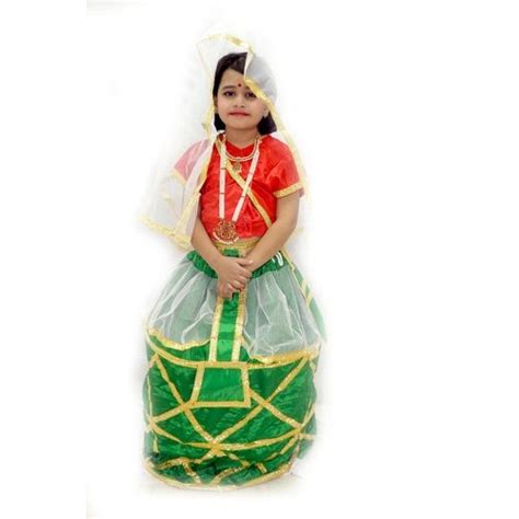 Classical Red Green White Combination Manipuri Folk Dance Fancy Dress Costume At Rs 999 In