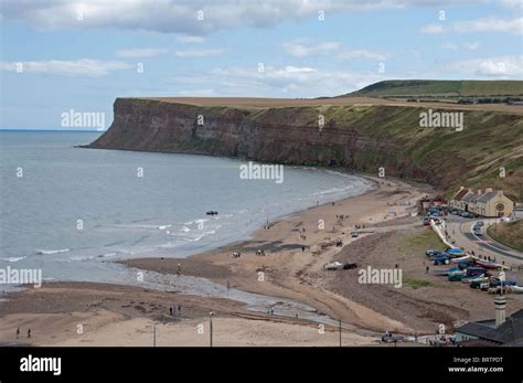 Saltburn Beach And Cliffs Stock Photo Alamy