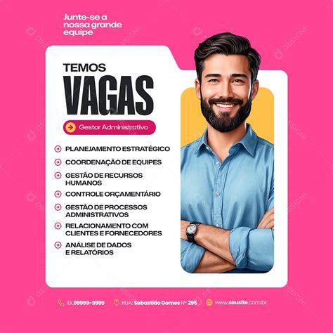 Social Media Vaga De Emprego Gestor Administrativo Psd Edit Vel