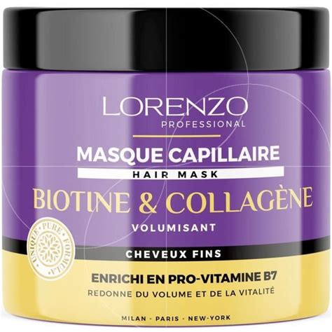 Lorenzo Masque capillaire Biotine Collagène Cheveux Fins 500ml