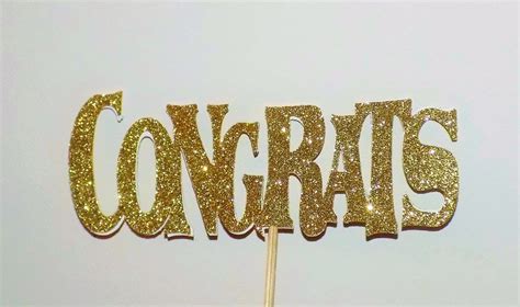 Congrats Cake Topper Party Decoration Gold Congrats Cake Etsy