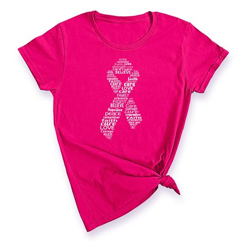 Women S Breast Cancer Awareness Support T Shirt White Ribbon Cyber