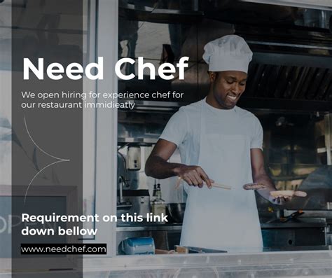 Chef Job Vacancy Announcement Online Facebook Post Template Vistacreate