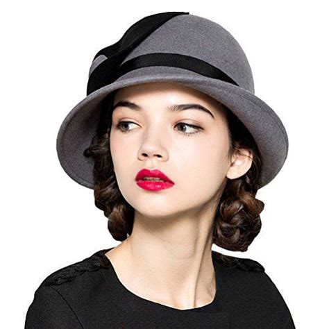 Maitose Womens Wool Felt Flowers Church Bowler Hats Hats For Women Women Maroon Hat