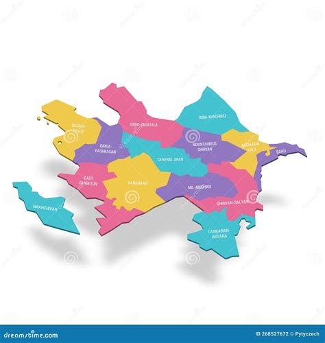 Azerbaijan Political Map Of Administrative Divisions Stock Vector