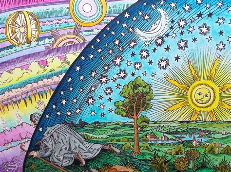 Flammarion engraving colorized. Acrylic paint on canvas ...