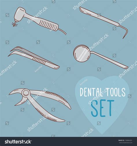 Set Vector Dental Tools Cartoon Style Stock Vector 156884291 Shutterstock