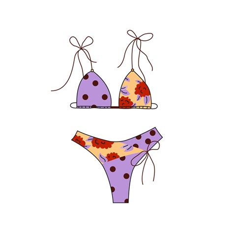 Female Two Piece Swimsuit With Dot And Floral Pattern Stylish Bikini Top And Bottom