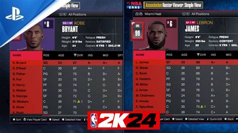 NBA 2K24 MyNBA Eras Rosters Lebron Era And Kobe Era YouTube