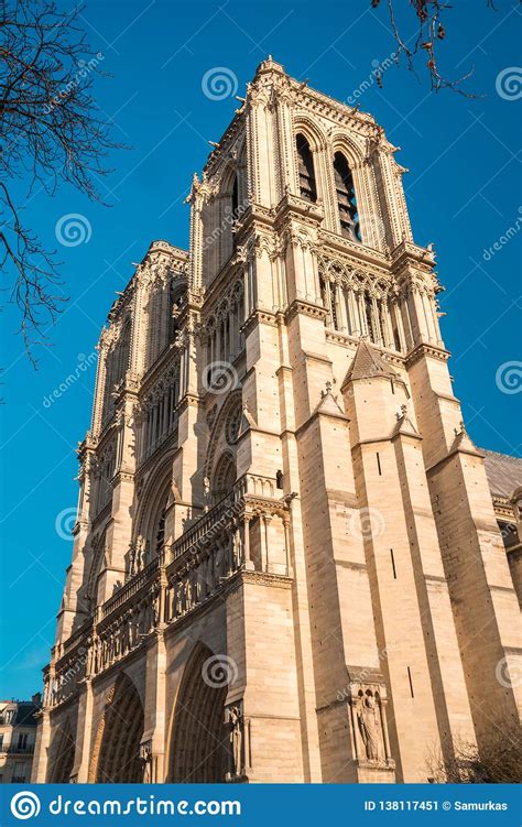 Facade of Notre Dame De Paris, Medieval Cathedral Church in Paris, France Stock Image - Image of ...