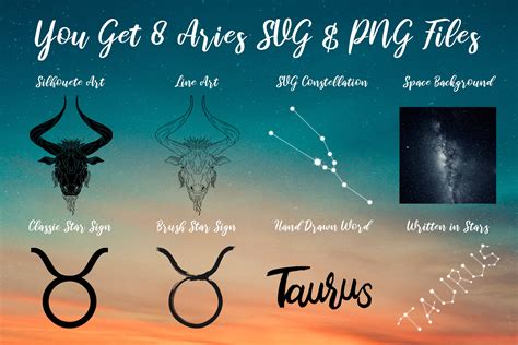 Taurus Zodiac Constellation Horoscope Pack 312302 Card Making Design Bundles