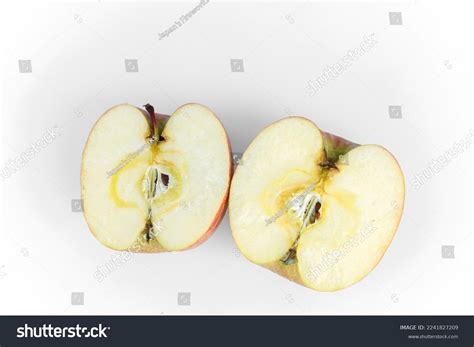 Cross Section Apple On White Background Stock Photo 2241827209