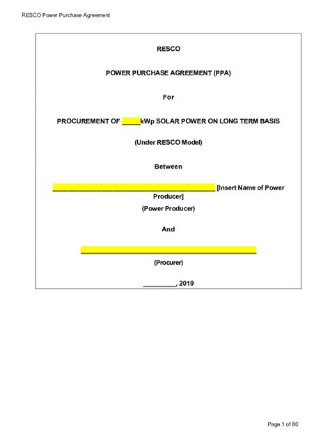 Fillable Online Energy Rajasthan Gov IncontentdamRESCO POWER PURCHASE