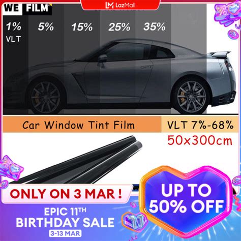 Wefilm X Cm Black Car Window Foils Tint Tinting Film Roll Car Auto