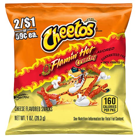 Cheetos Cheese Flavored Snacks Flamin Hot Flavored Crunchy 1 Oz Snacks Chips And Dips Roths