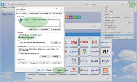 Change Internet Explorer Homepage Make Kadaza Your Homepage In