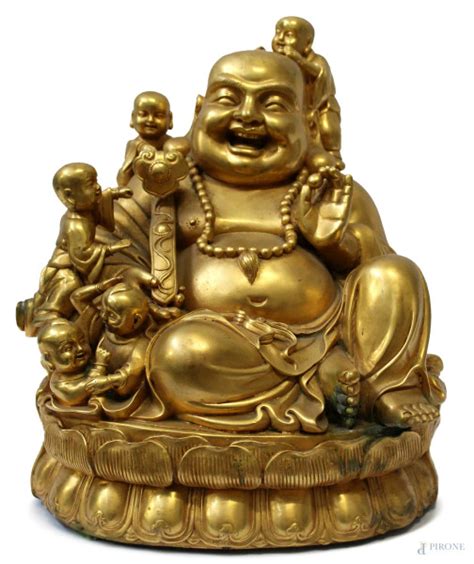 Buddha Scultura In Bronzo Dorato H Firmato Xix Sec Asta Asta