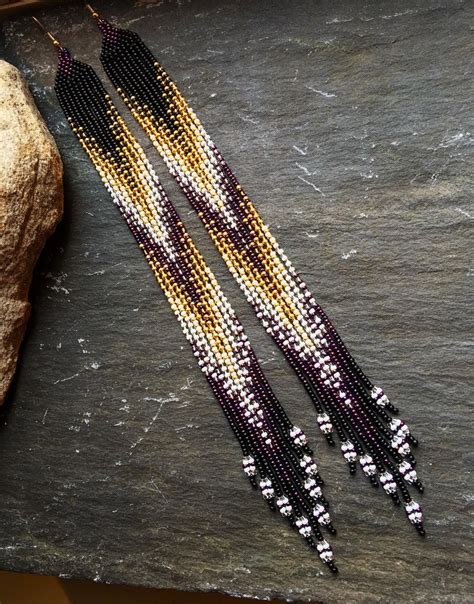 Long Native American Beaded Style Glass Seed Bead Fringe Etsy