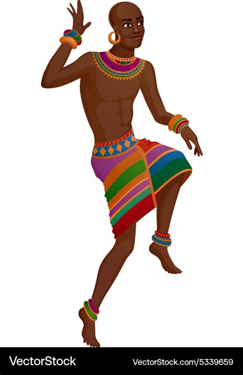 Ethnic dance of cartoon african man Royalty Free Vector