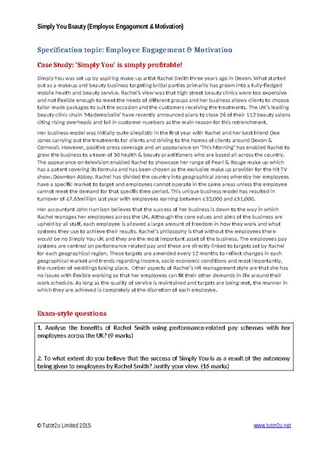 3 - Employee Engagement & Motivation case study - Simply You Beauty