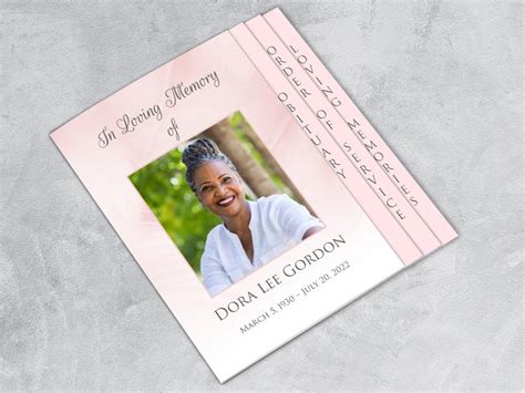 Pale Pink Funeral Program Template Graduated Fold Apple Etsy