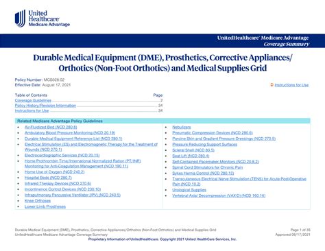 Durable Medical Equipment DME Prosthetics Corrective Appliances