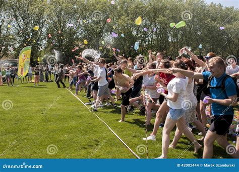 Epic Water Balloon Battle Editorial Stock Image Image Of Duel 42002444