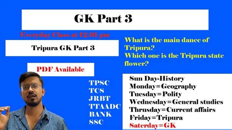 Tripura Gk Part For Tpsc Tcs Icds Jrbt Ttaadc Important Gk Of